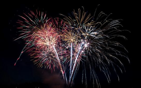 multi-coloured fireworks lighting up the night sky