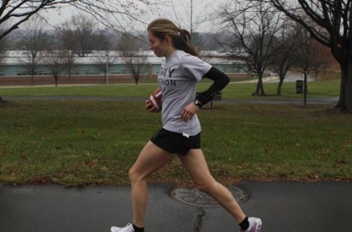 Woman having an early morning run in the park.