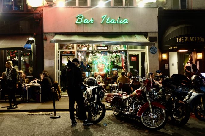 Bar Italia in Soho - an iconic meet-up spot for bikers.