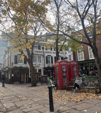 Site of Ted Lasso filming on Richmond Green - including The Prince's Head pub and two red postboxes