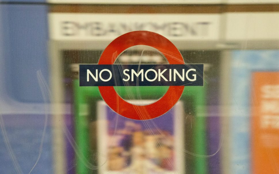 No smoking tube sign on a train