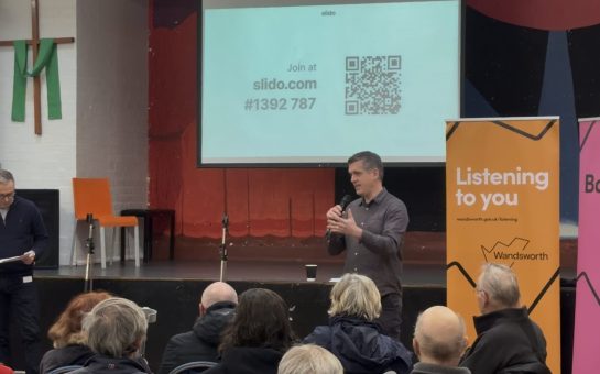 Wandsworth Council Leader Simon Hogg leading an open forum with residents at Balham Brunch