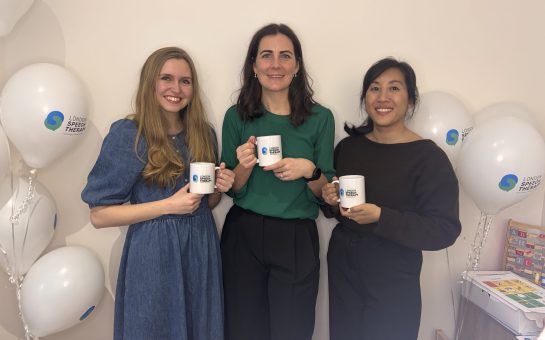 A photo of the joint directors of the Clapham London Speech Therapy Clinic at its' launch.