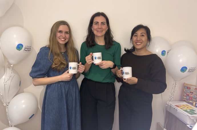 A photo of the joint directors of the Clapham London Speech Therapy Clinic at its' launch.