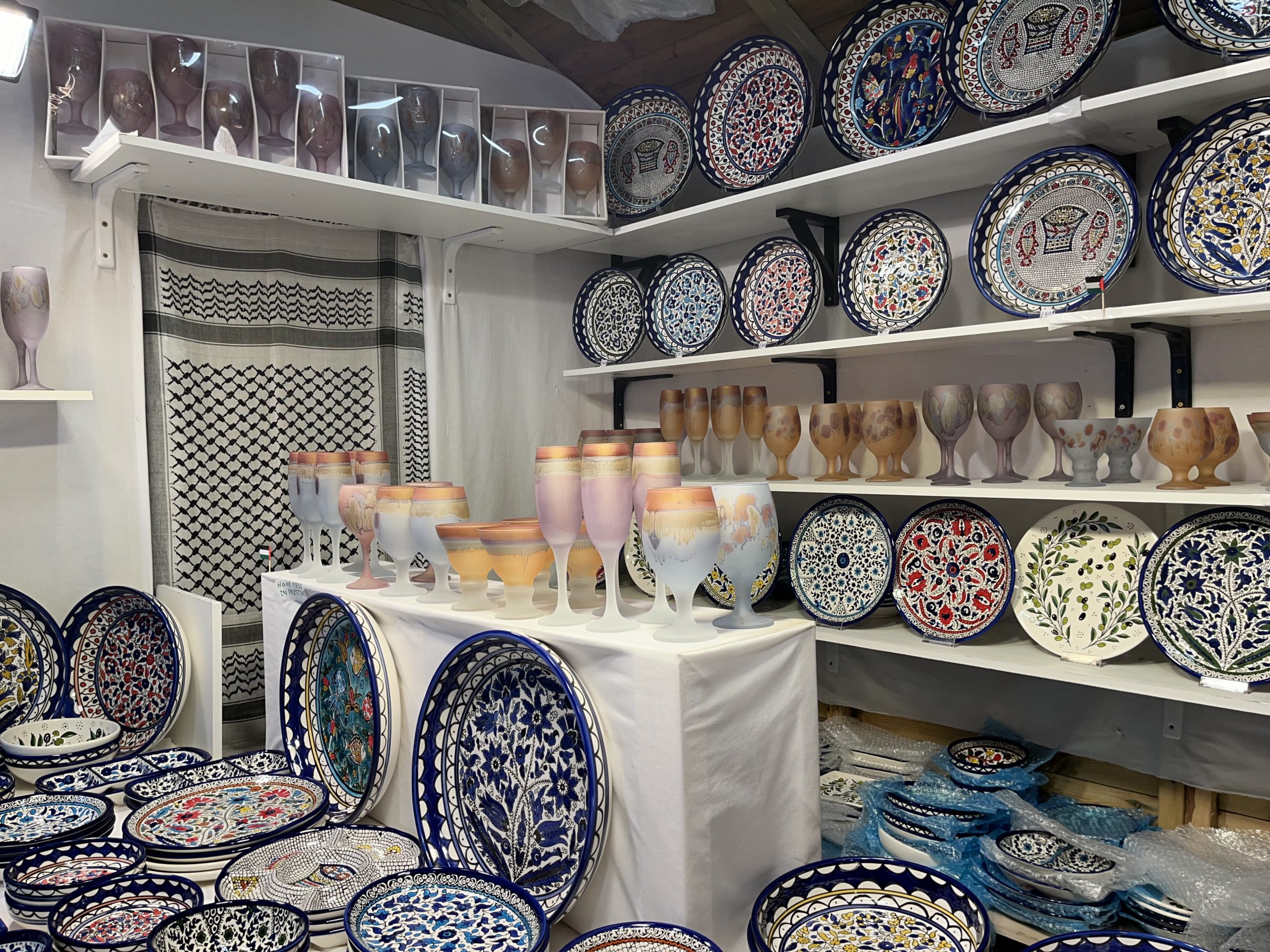 Ceramic crockery for sale at a Christmas market in Trafalgar Square.