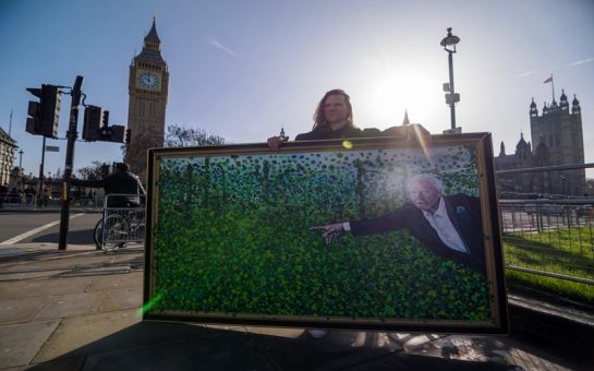 Sir David Attenborough painting on rewilding, Dennie Boxem