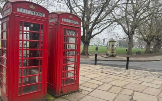 Red phone boxes in Richmond.