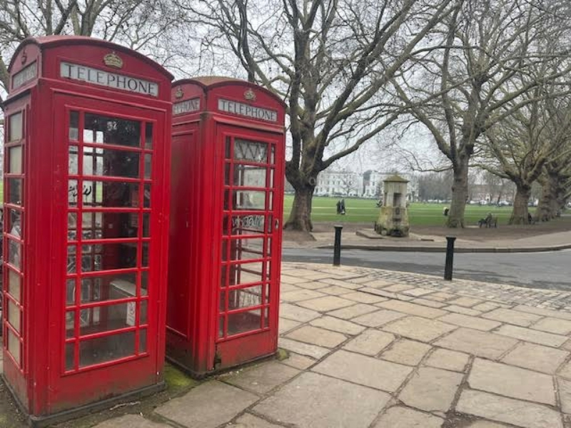 Red phone boxes in Richmond.