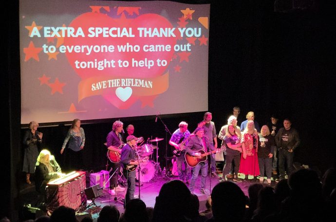 Picture of all the performers on stage at the end of the concert