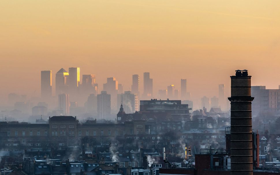 Smog over the London skyline.