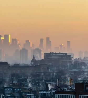 Smog over the London skyline.