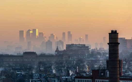 Smog over the London skyline.