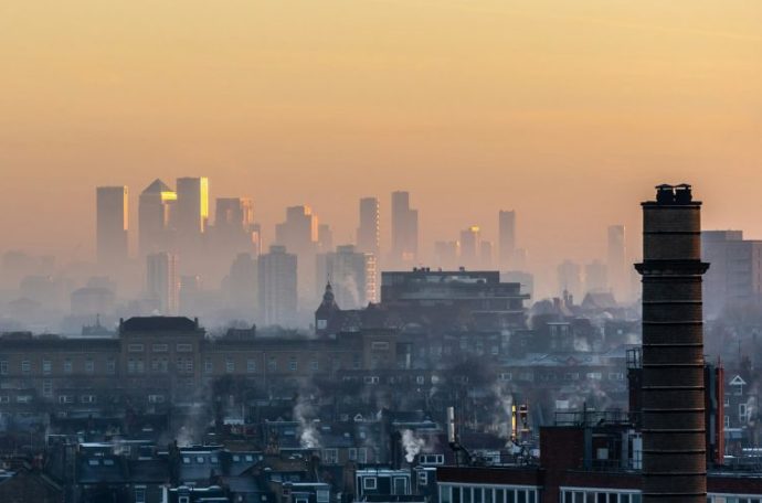 Smog over the London skyline.