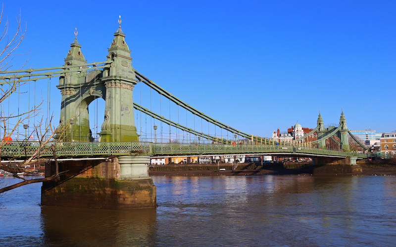Hammersmith Bridge on a sunny day