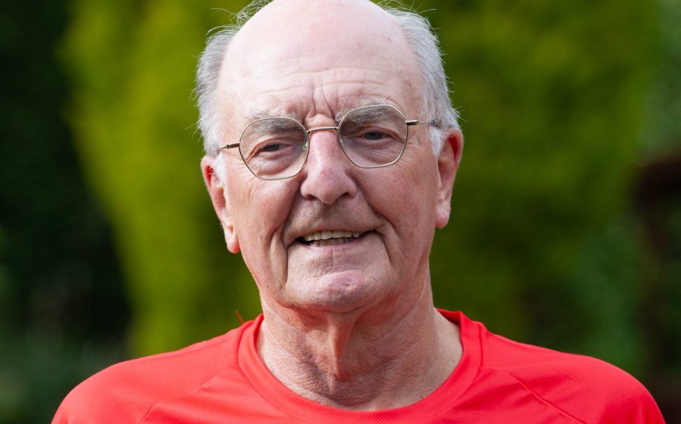 Harry Newton in red British Heart Foundation t-shirt
