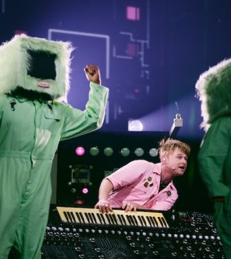 An image of Look Mum No Computer, the UK's entrant at Eurovision 2026, in his first rehearsal.