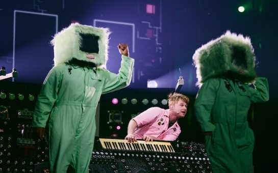 An image of Look Mum No Computer, the UK's entrant at Eurovision 2026, in his first rehearsal.