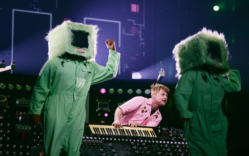 An image of Look Mum No Computer, the UK's entrant at Eurovision 2026, in his first rehearsal.