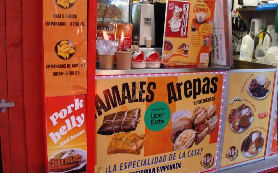 Photo of a Latin American food stand in London.