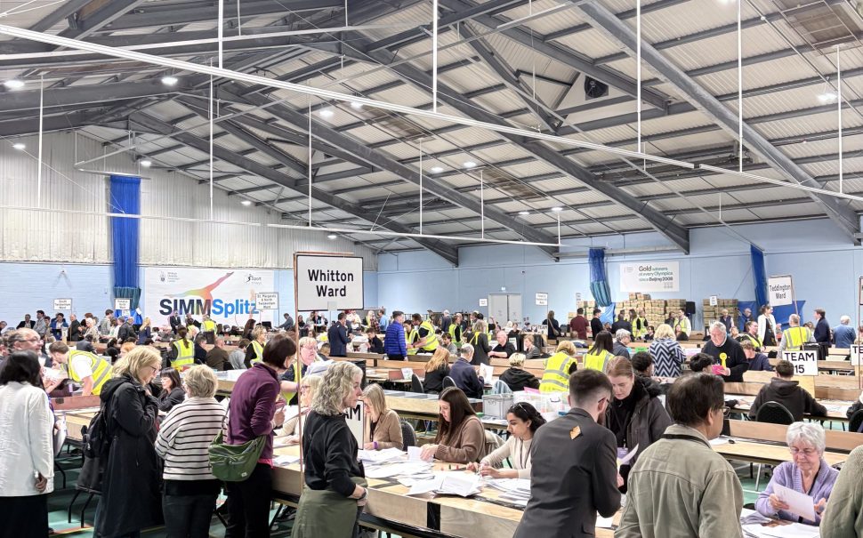 local election votes being counted at richmond tennis hall