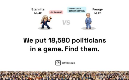 Image of politician avatars battling on the Pokémon-Go style game Politidex.