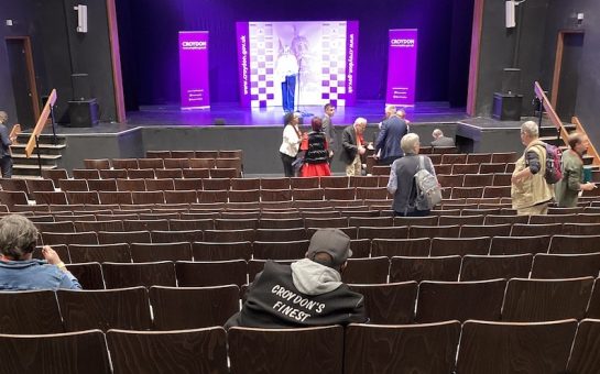 Croydon count stage with people milling about