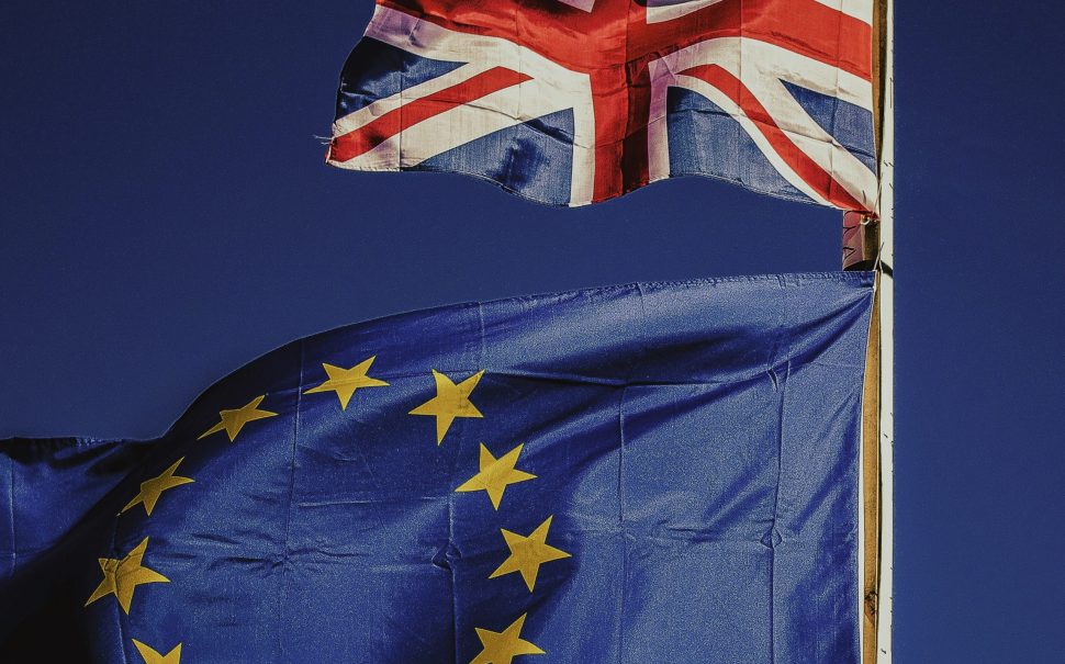 Union Jack and European flag