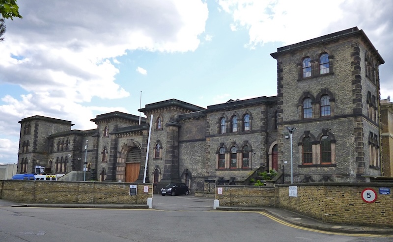 HMP Wandsworth, as seen from just outside the entrance.