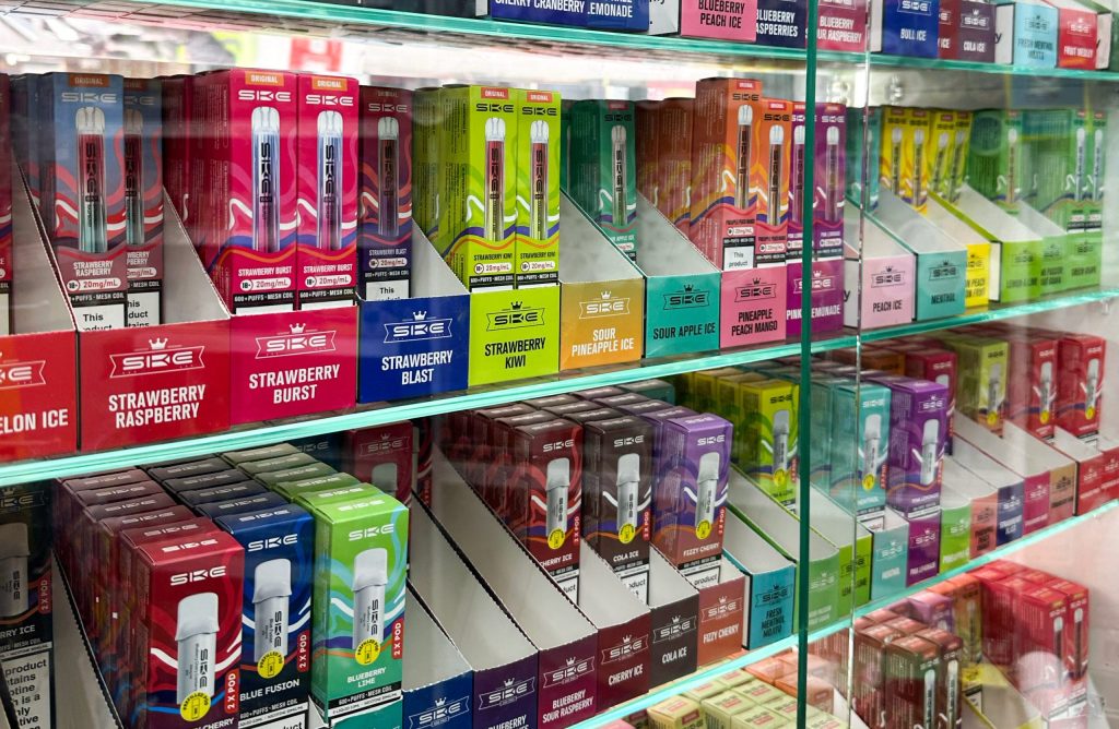Both legal and illegal models on corner shop shelf. Image credit: Sabine Batalla