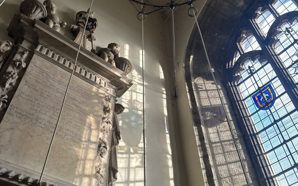 An image from inside the bell tower at St Mary's Church, Twickenham