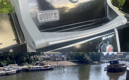 London Fire Brigade composite image of a barbecue and a view of the River Thames