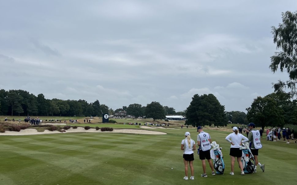Sara Byrne and Lottie Woad at the 2024 Curtis Cup at Sunningdale Golf Club