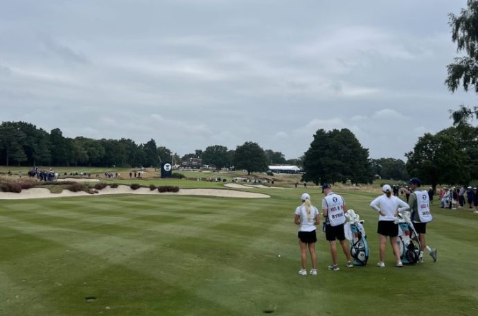 Sara Byrne and Lottie Woad at the 2024 Curtis Cup at Sunningdale Golf Club