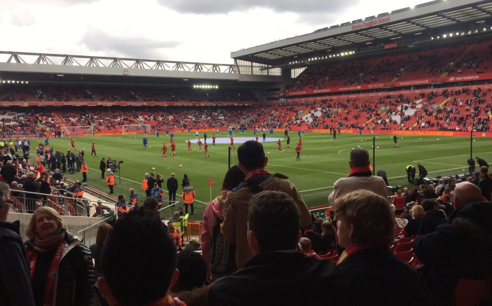 A photo of the Anfield pitch