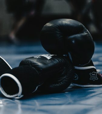Pair of black boxing gloves