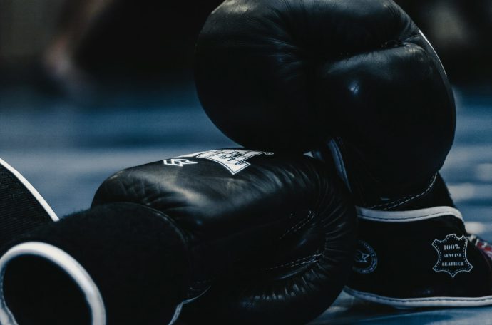 Pair of black boxing gloves