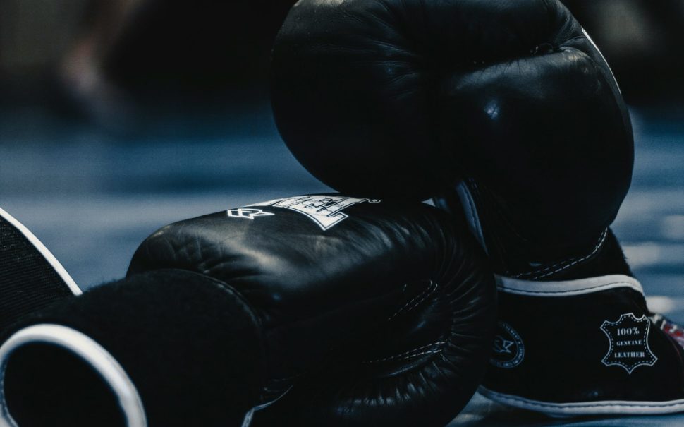 Pair of black boxing gloves