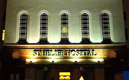 St Helier Hospital exterior at night Carshalton Sutton south west London