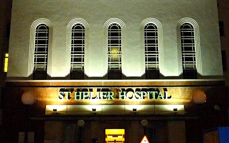 St Helier Hospital exterior at night Carshalton Sutton south west London