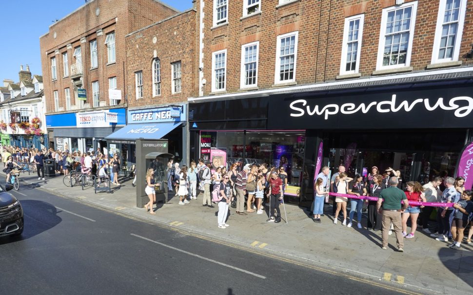 Queue outside the Superdrug Twickenham store.