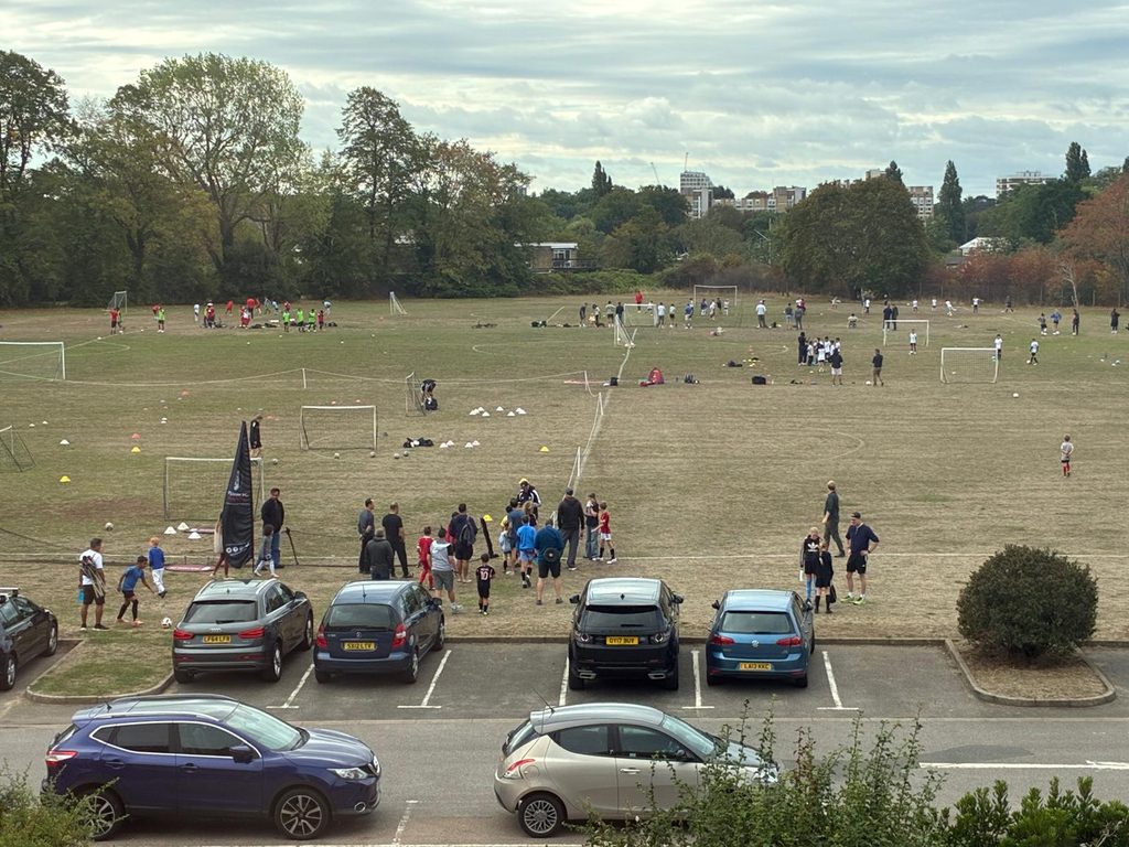 YMCA Hawker's football pitch with activities taking place.