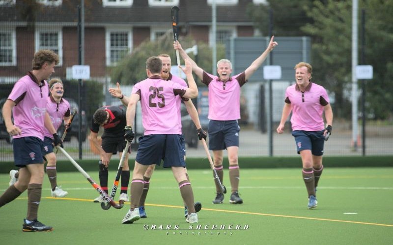 Teddington celebrate scoring a goal