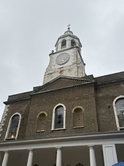 The church tower, where the bells rang on Saturday. 