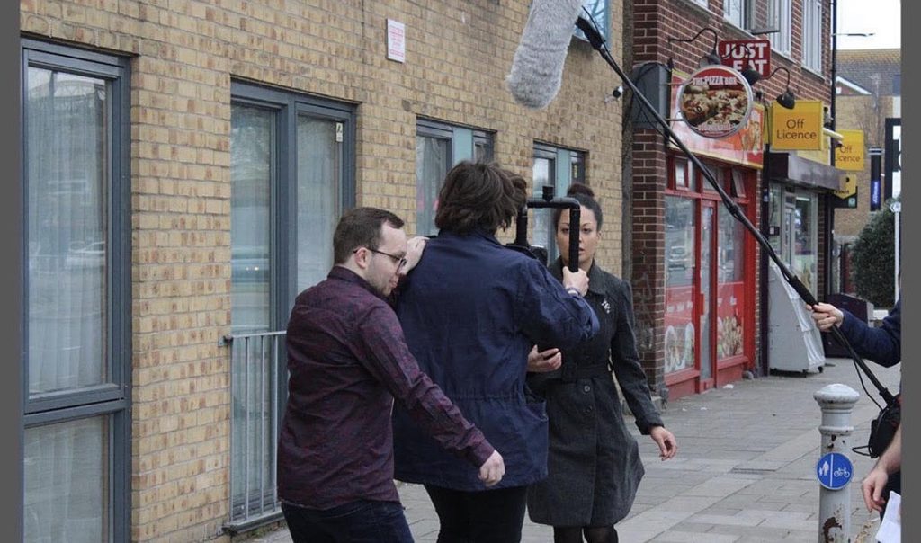 Behind the scenes of the filming of the movie Disquiet.