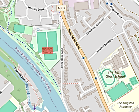 Map showing location of the Hawker Centre 