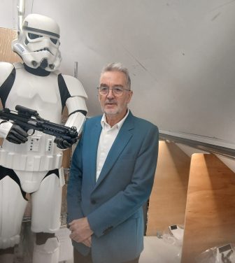 Stormtrooper designer with his creation