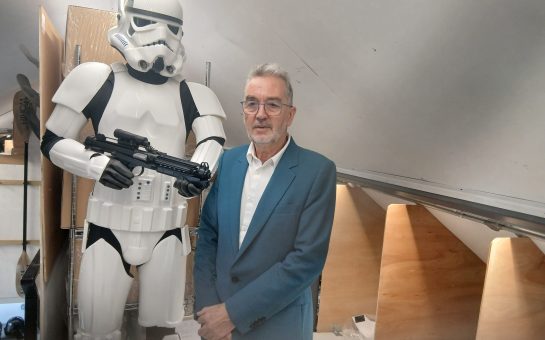 Stormtrooper designer with his creation