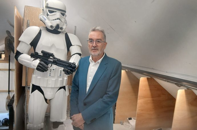 Stormtrooper designer with his creation
