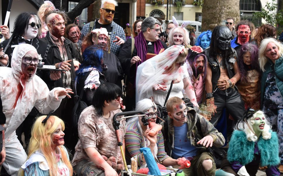 Zombies gather in Soho Square for the March