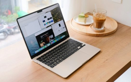 A laptop on a table